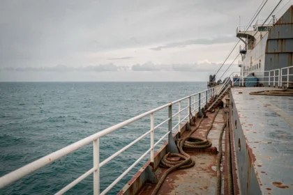 Grand cargo traversant l'océan Pacifique lors d'un voyage en bateau vers l'Australie