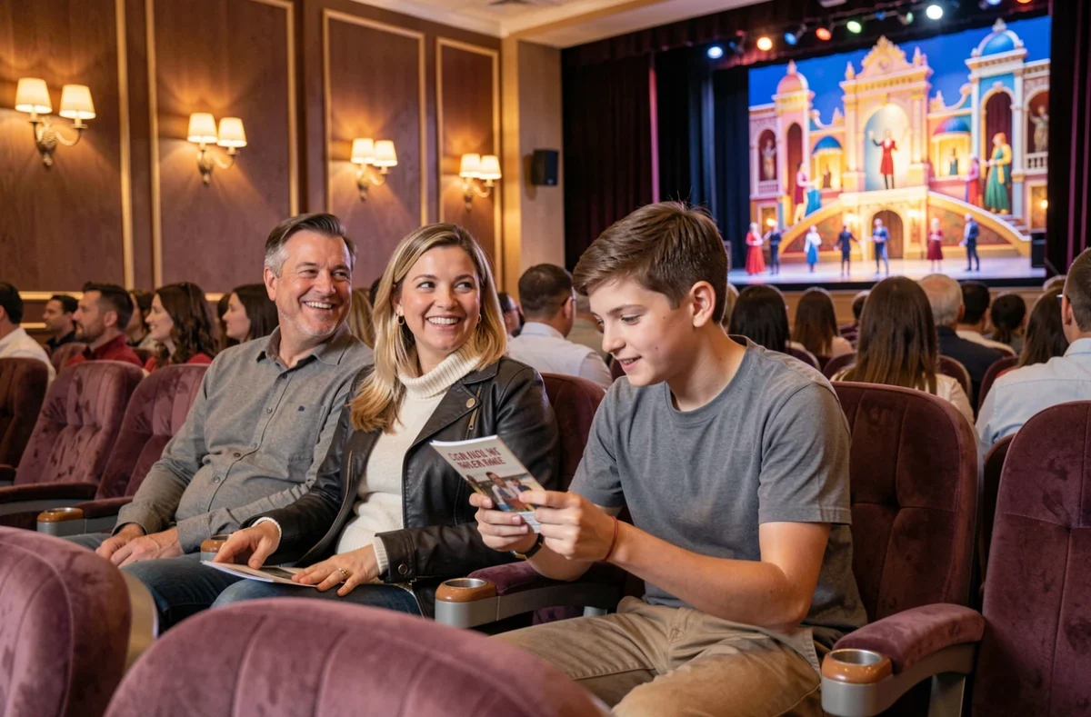 Famille assistant à un spectacle dans le théâtre d'un bateau de croisière